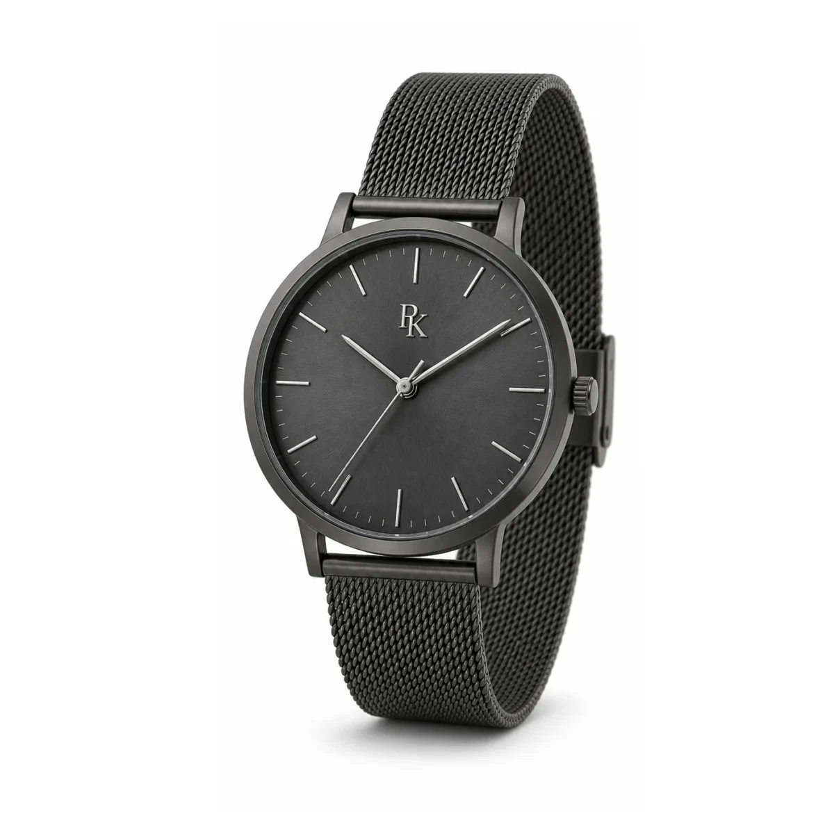 rk-min-40-chr-msh-angle Jouelanity Minima 40mm Charcoal Mesh Minimalist Watch - Image 3