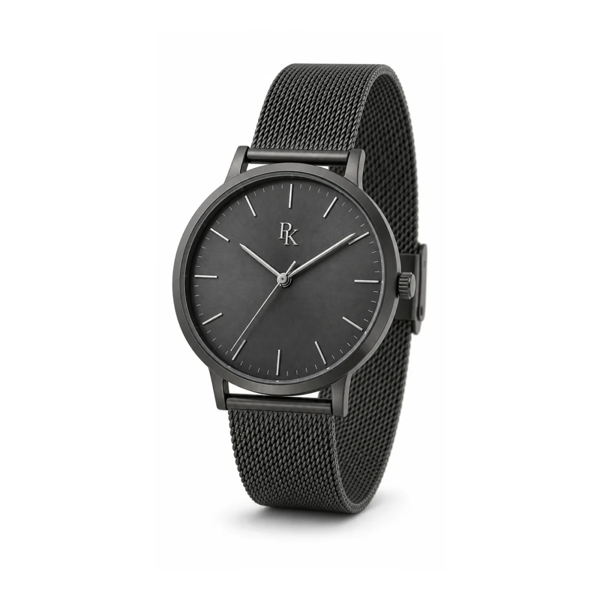 rk-min-40-chr-msh-front Jouelanity Minima 40mm Charcoal Mesh Minimalist Watch - Image 2