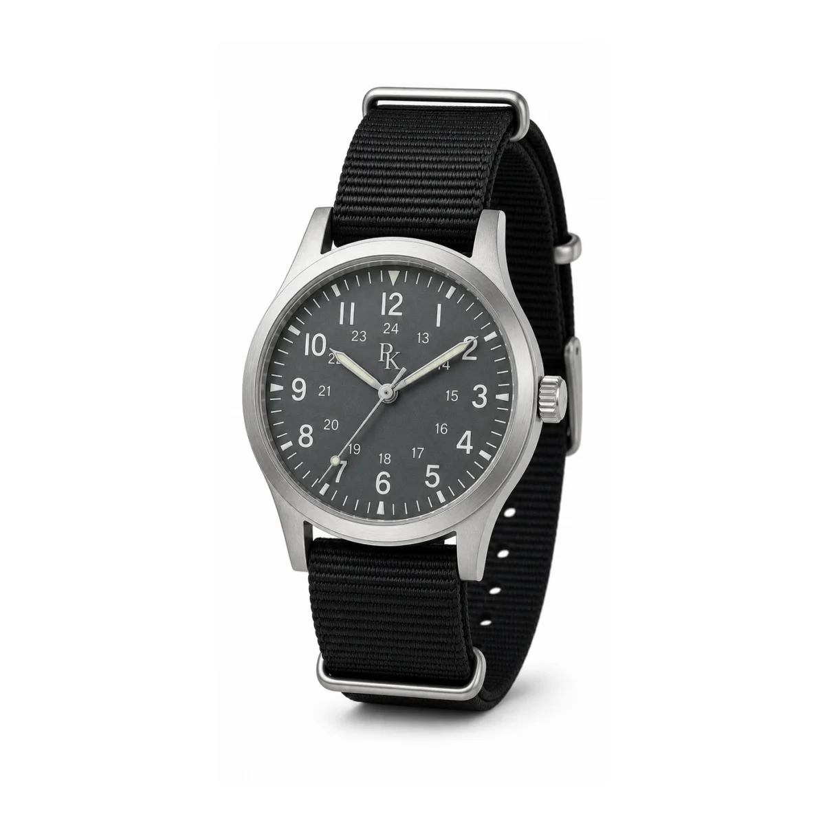 rk-nmd-40-slt-nyl-front Jouelanity Nomad 40mm Slate Nylon Field Watch - Image 2