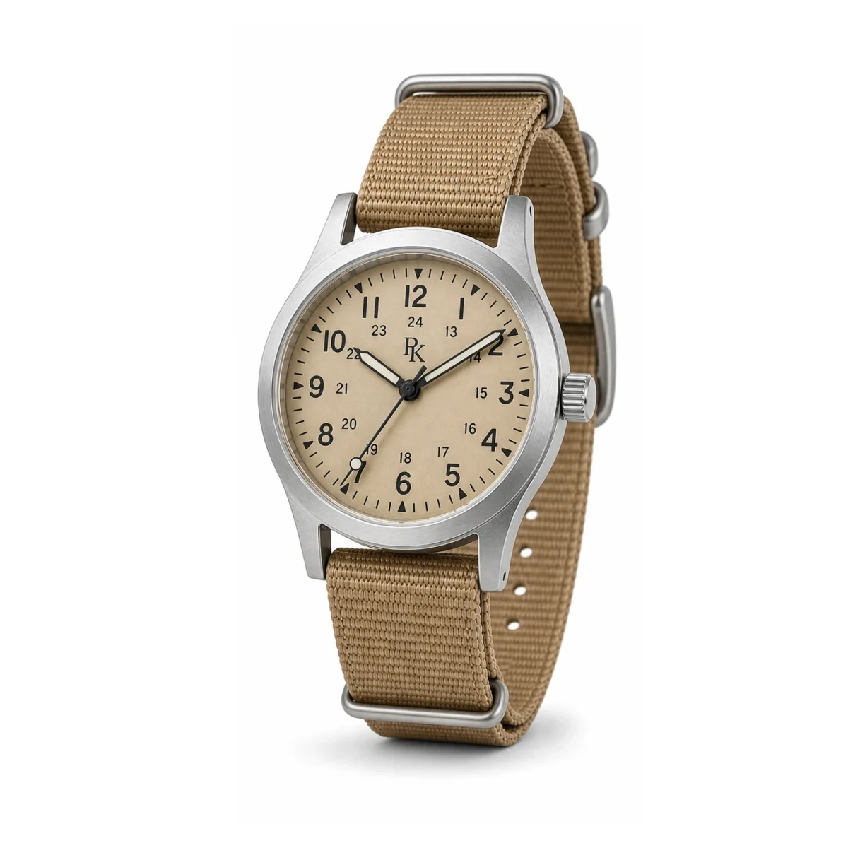 rk-nmd-41-snd-nyl-angle Jouelanity Nomad 41mm Sand Nylon Field Watch - Image 3