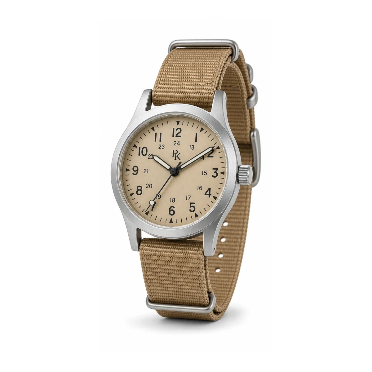 rk-nmd-41-snd-nyl-front Jouelanity Nomad 41mm Sand Nylon Field Watch - Image 2