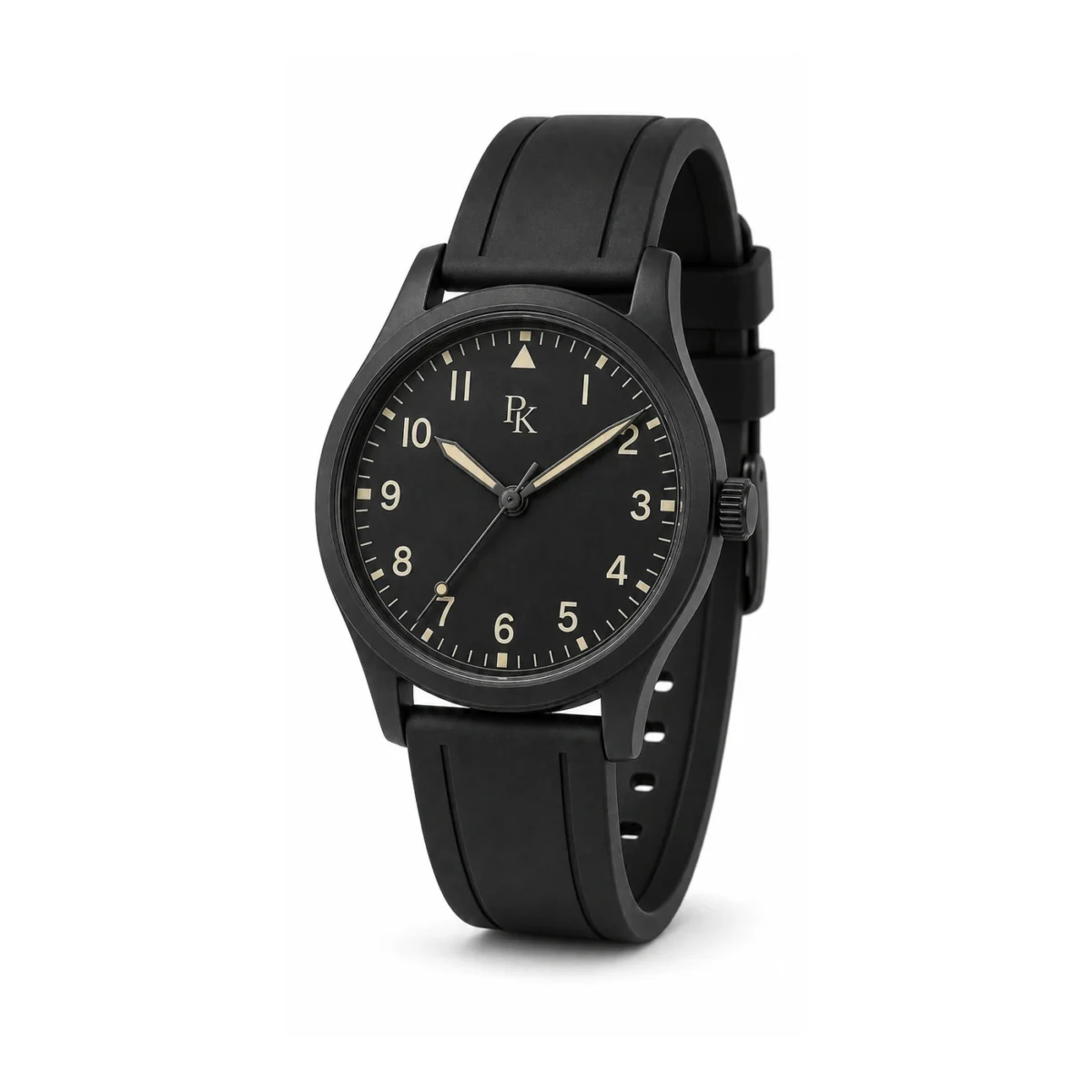 rk-nmd-42-blk-rbr-front Jouelanity Nomad 42mm Black Rubber Field Watch - Image 2