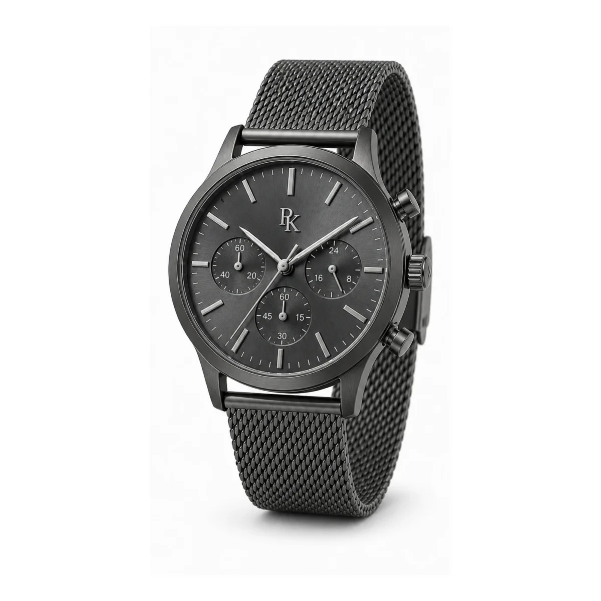 rk-tmp-42-gph-msh-macro-dial Jouelanity Tempo 42mm Graphite Mesh Chronograph Watch - Image 6
