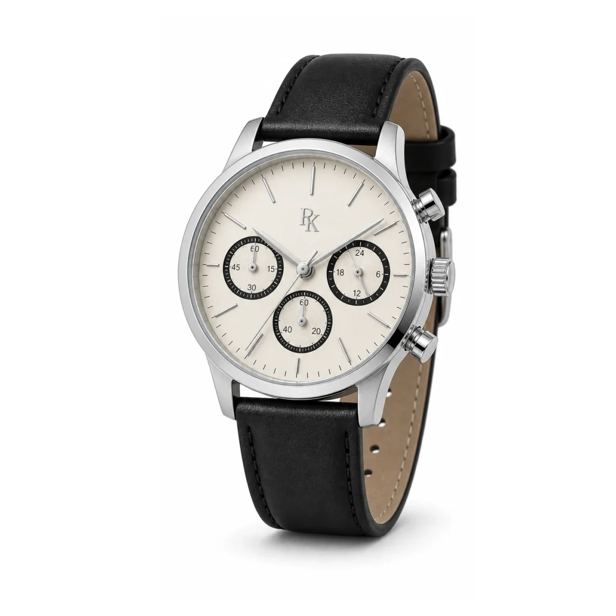 rk-tmp-42-ivy-blk-angle Jouelanity Tempo 42mm Ivory Black Chronograph Watch - Image 3