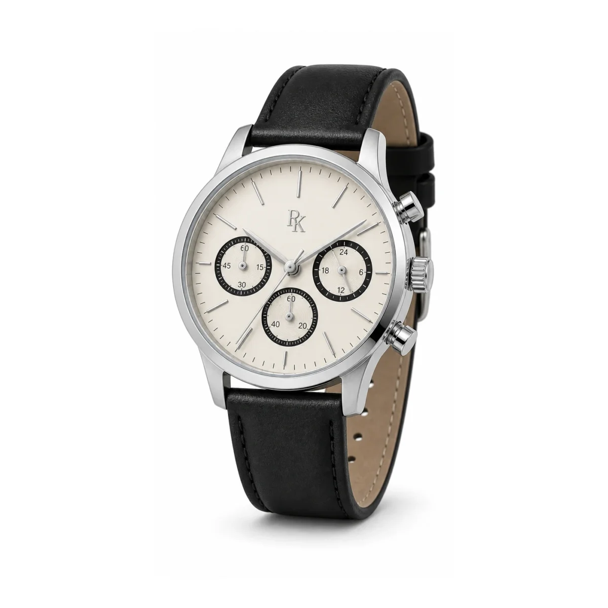 rk-tmp-42-ivy-blk-front Jouelanity Tempo 42mm Ivory Black Chronograph Watch - Image 2