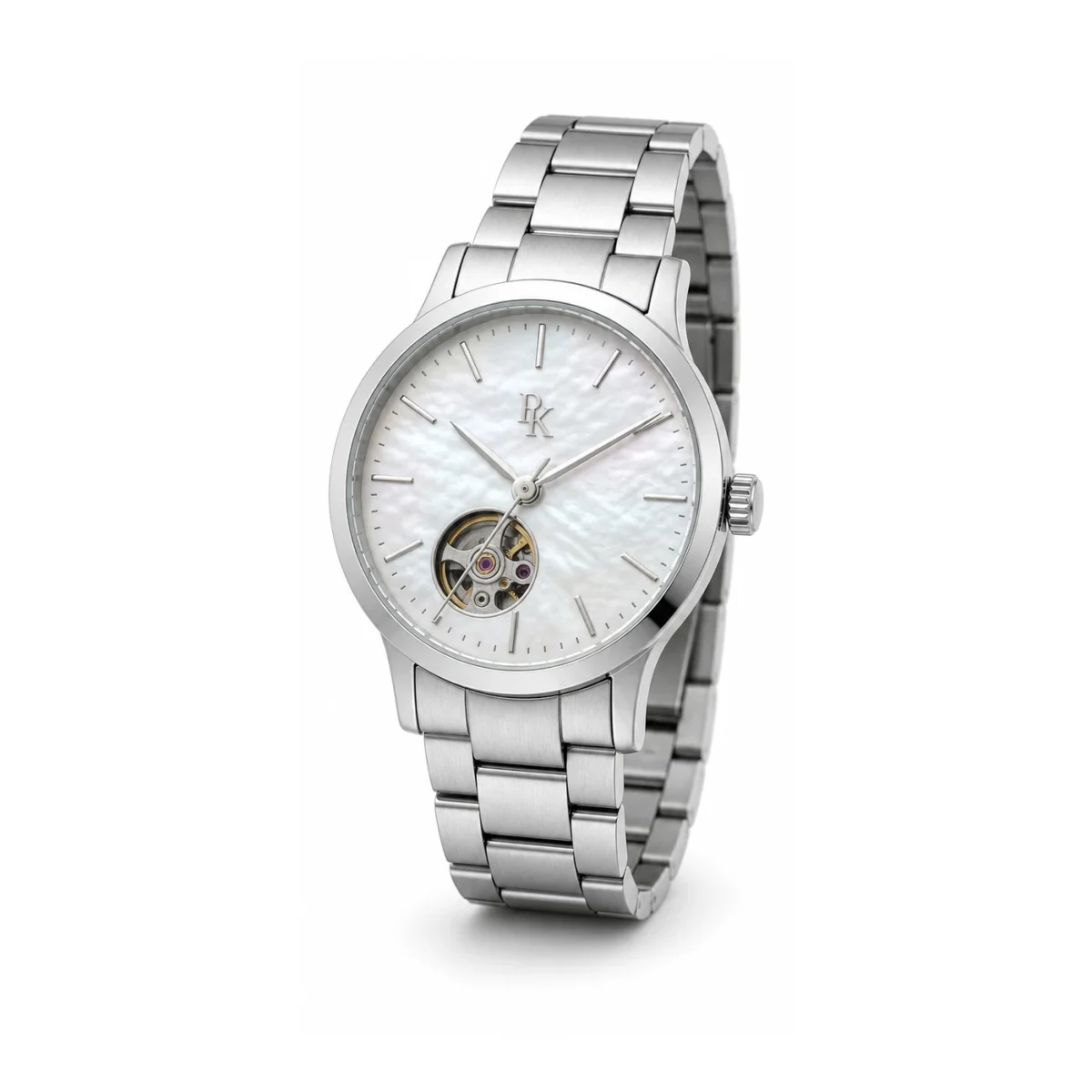 rk-vlt-38-prl-opn-front Jouelanity Vault 38mm Pearl Open Heart Watch - Image 2