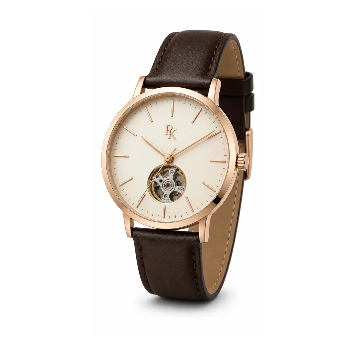 rk-vlt-40-rse-opn-angle Jouelanity Vault 40mm Rose Open Heart Watch - Image 3