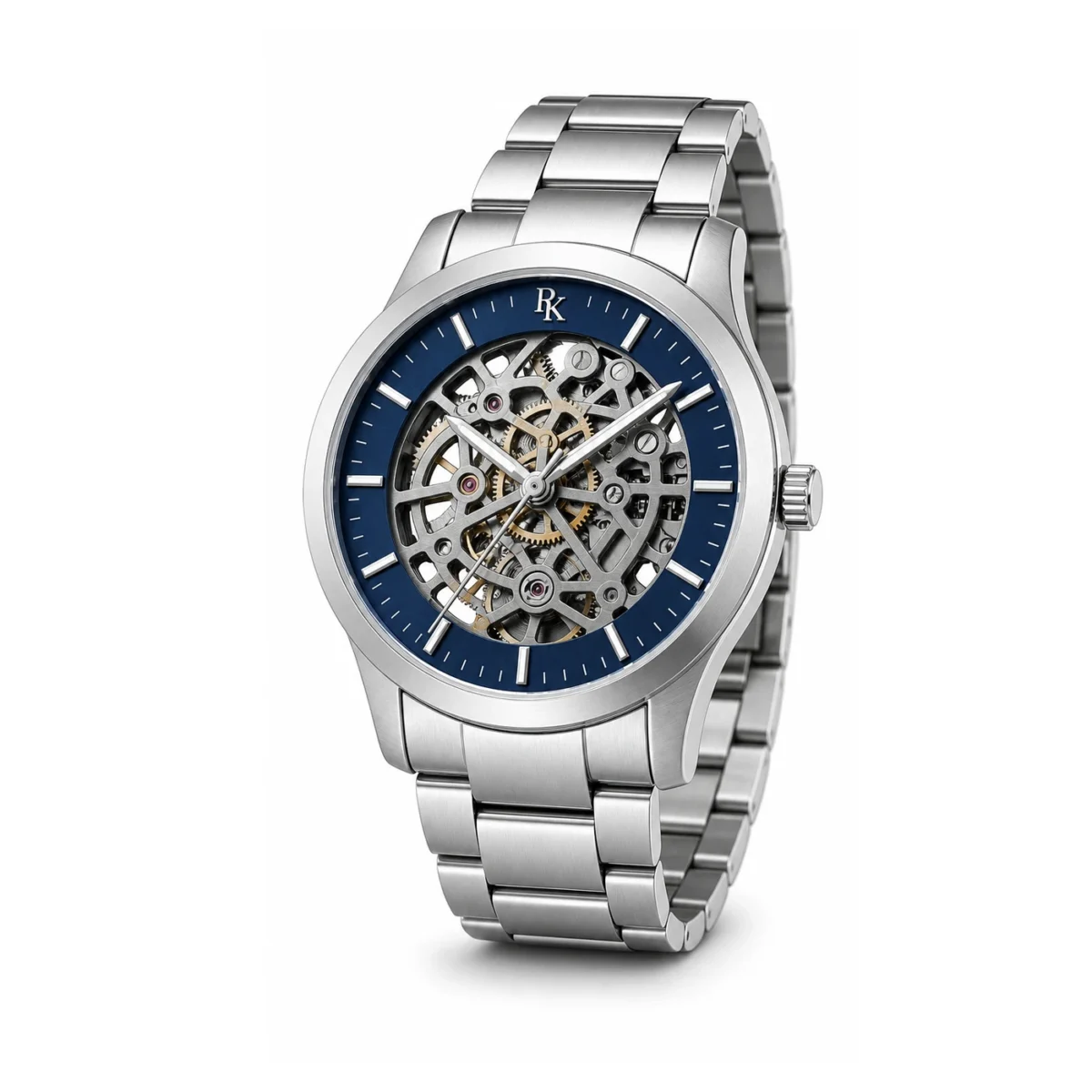 rk-vlt-42-blu-skl-angle Jouelanity Vault 42mm Blue Skeleton Watch - Image 3
