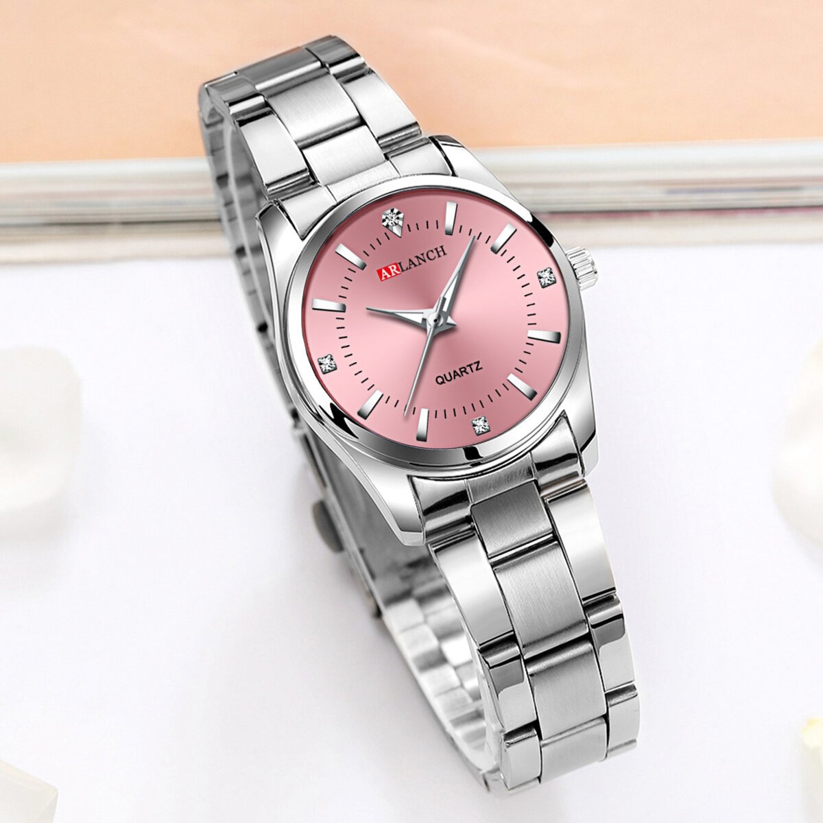 luxury women's watch 29mm fashionable stainless steel rhinestone pink minimalist girl clock outdoor travel women wrist watches luxury women's watch 29mm fashionable stainless steel rhinestone pink minimalist girl clock outdoor travel women wrist watches