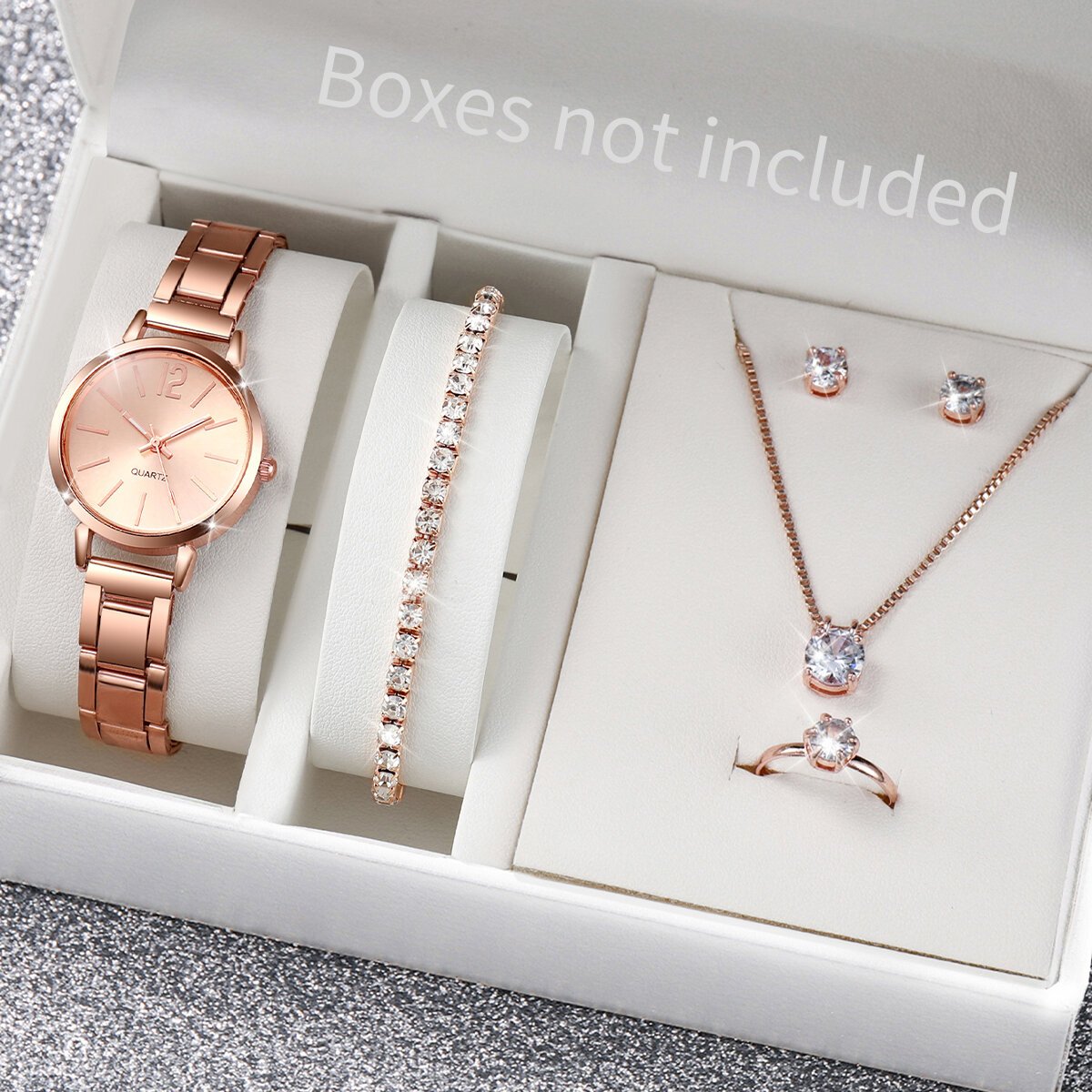 6pcs/set fashion women's quartz watch stainless steel band wrist watches diamond jewelry set(without box) 6pcs/set fashion women's quartz watch stainless steel band wrist watches diamond jewelry set(without box)