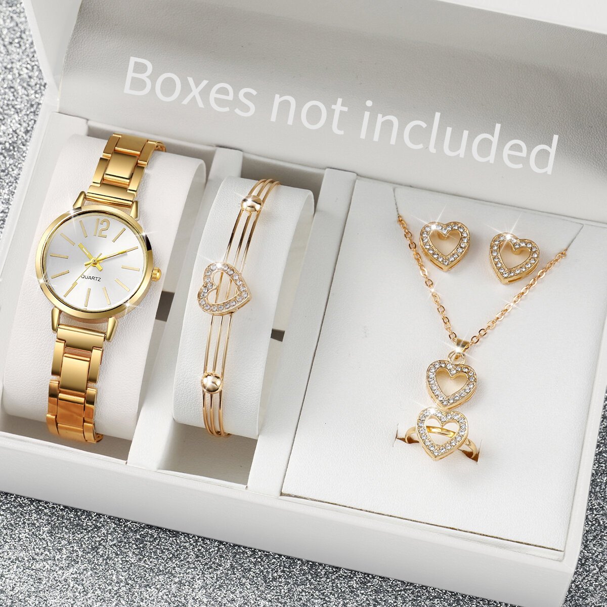6pcs/set fashion women's quartz watch stainless steel band wrist watches diamond jewelry set(without box) 6pcs/set fashion women's quartz watch stainless steel band wrist watches diamond jewelry set(without box)