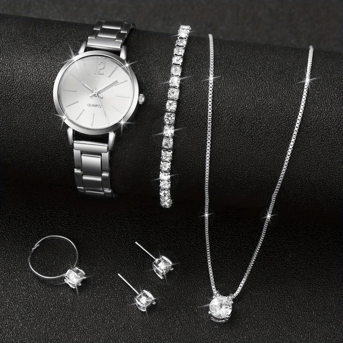 6pcs/set fashion women's quartz watch stainless steel band wrist watches diamond jewelry set(without box) 6pcs/set fashion women's quartz watch stainless steel band wrist watches diamond jewelry set(without box)