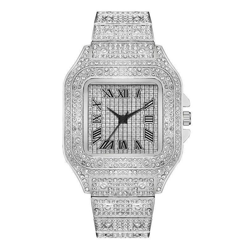 luxury diamond men women watches gold watch ladies wrist watch luxury rhinestone unisex bracelet watches female clock 2024 new