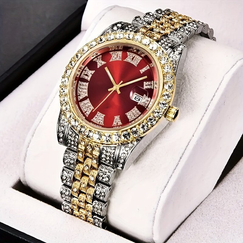 mens hip hop watch vintaginspired retro quartz timepiece with oversized rhinestone dial and durable stainless steel band for men mens hip hop watch vintaginspired retro quartz timepiece with oversized rhinestone dial and durable stainless steel band for men