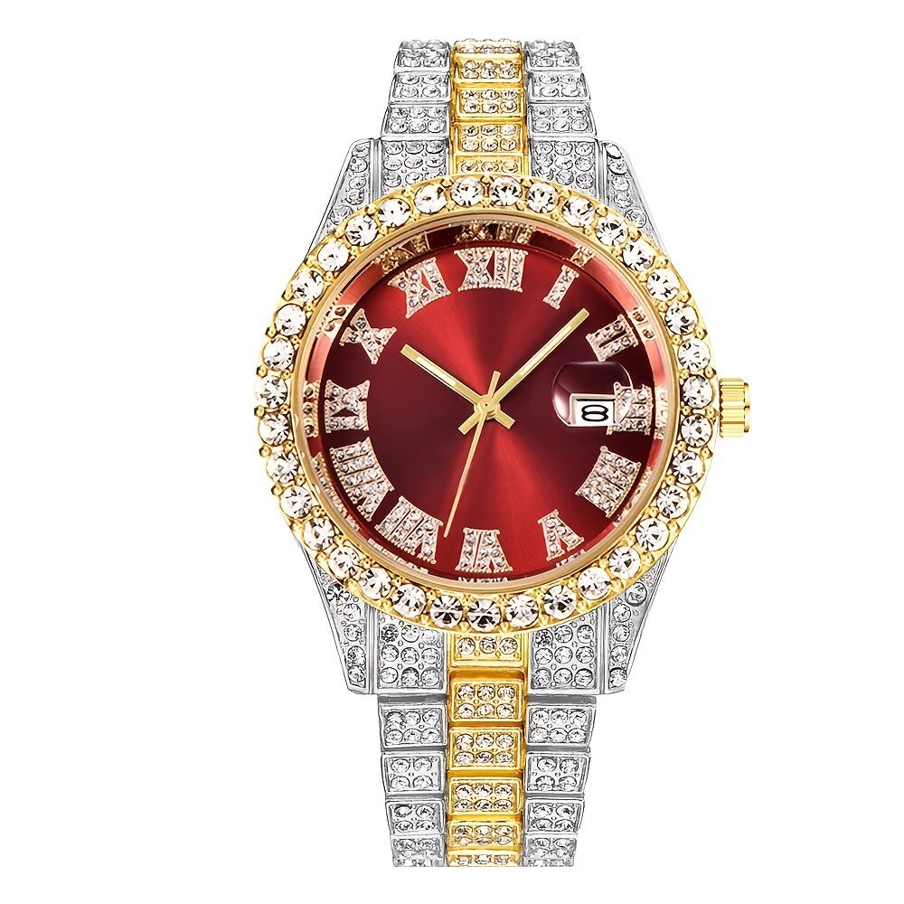 mens hip hop watch vintaginspired retro quartz timepiece with oversized rhinestone dial and durable stainless steel band for men mens hip hop watch vintaginspired retro quartz timepiece with oversized rhinestone dial and durable stainless steel band for men