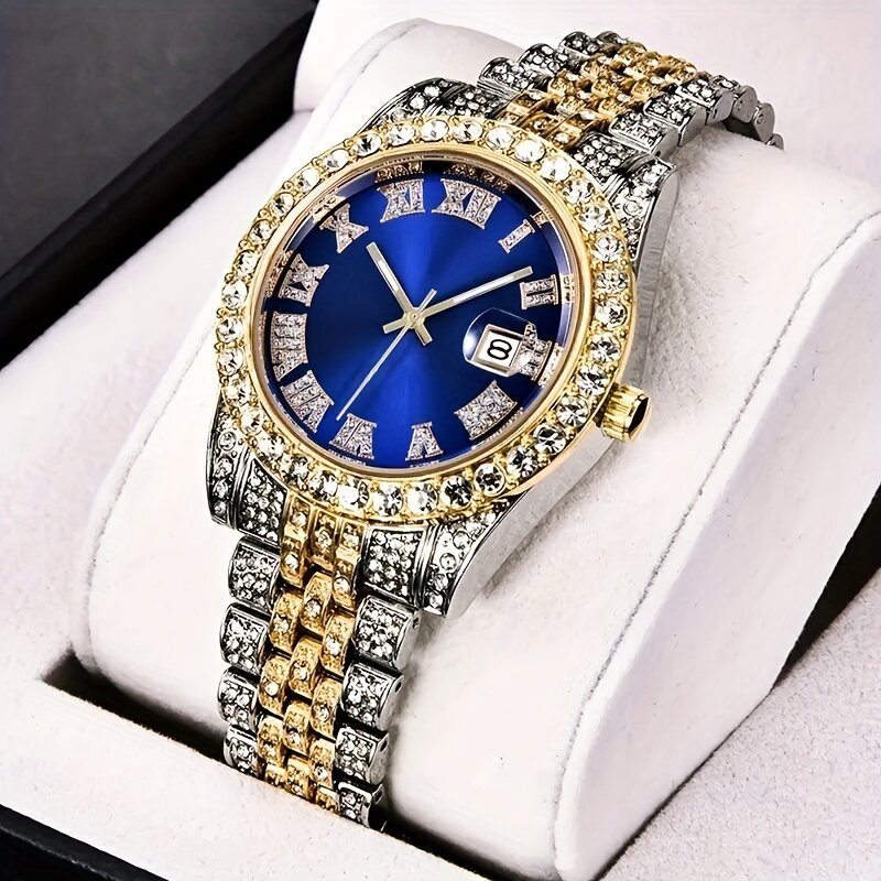 mens hip hop watch vintaginspired retro quartz timepiece with oversized rhinestone dial and durable stainless steel band for men mens hip hop watch vintaginspired retro quartz timepiece with oversized rhinestone dial and durable stainless steel band for men
