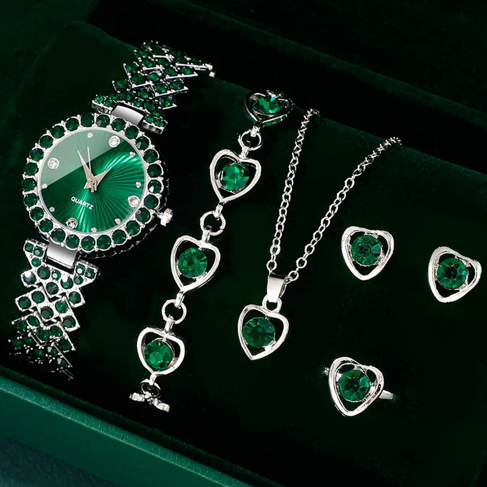 women fashion watches heart rhinestone ring necklace earring jewelry set luxury dress quartz wristwatch simple elegant watch gif women fashion watches heart rhinestone ring necklace earring jewelry set luxury dress quartz wristwatch simple elegant watch gif