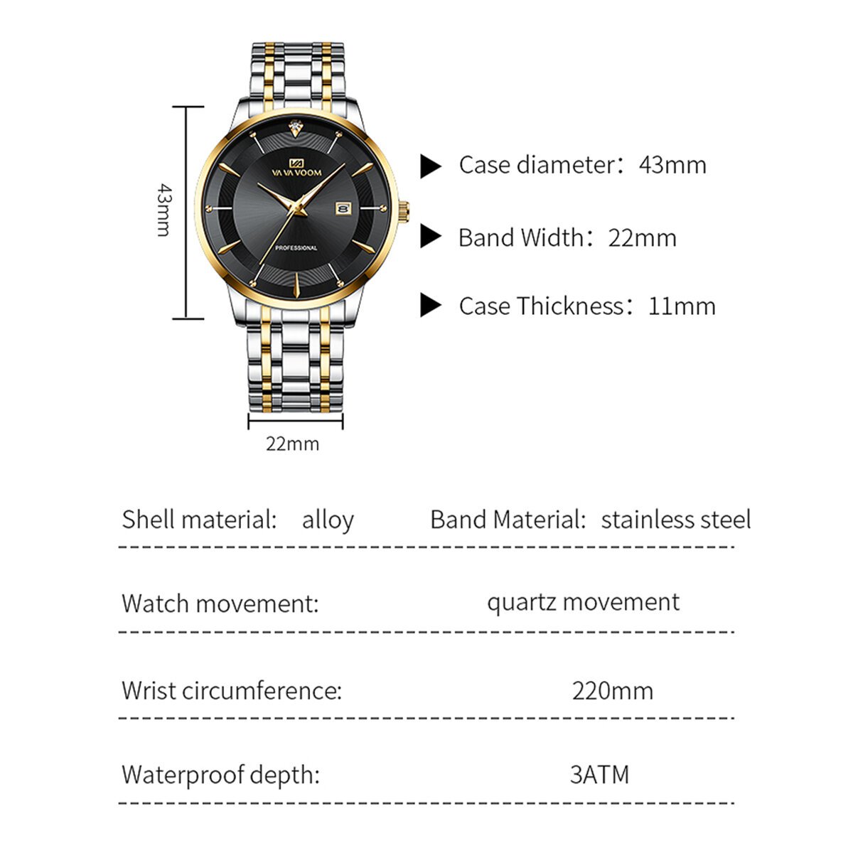 2024 new men watch stainless steel business style luxury rhinestone 43mm blue gold quartz movement wristwatch relogios masculino 2024 new men watch stainless steel business style luxury rhinestone 43mm blue gold quartz movement wristwatch relogios masculino
