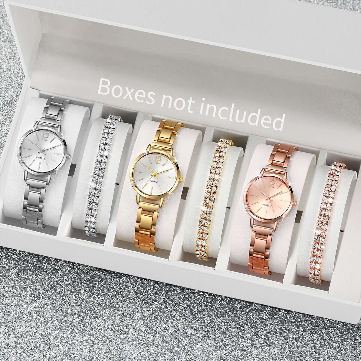 6pcs/set women's watch fashion steel band quartz watches diamond bracelets set(without box) 6pcs/set women's watch fashion steel band quartz watches diamond bracelets set(without box)