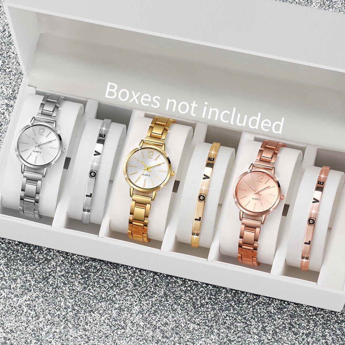 6pcs/set women's watch fashion steel band quartz watches diamond bracelets set(without box) 6pcs/set women's watch fashion steel band quartz watches diamond bracelets set(without box)