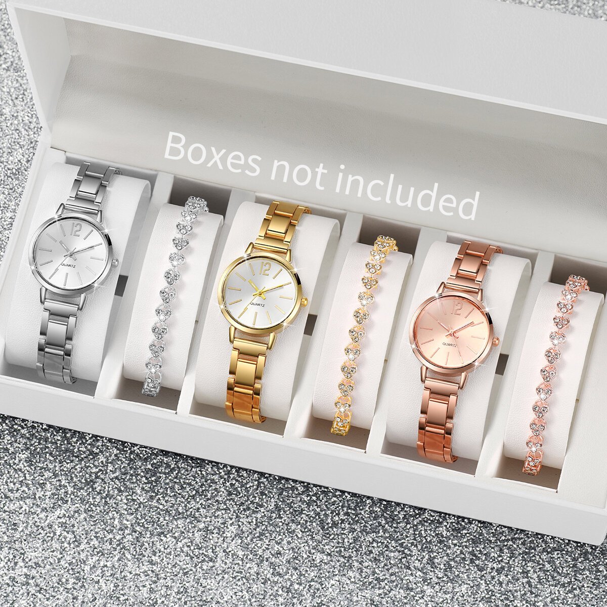 6pcs/set women's watch fashion steel band quartz watches diamond bracelets set(without box) 6pcs/set women's watch fashion steel band quartz watches diamond bracelets set(without box)