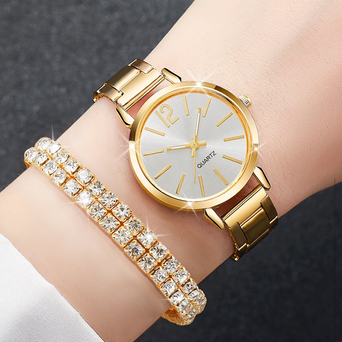 6pcs/set women's watch fashion steel band quartz watches diamond bracelets set(without box) 6pcs/set women's watch fashion steel band quartz watches diamond bracelets set(without box)