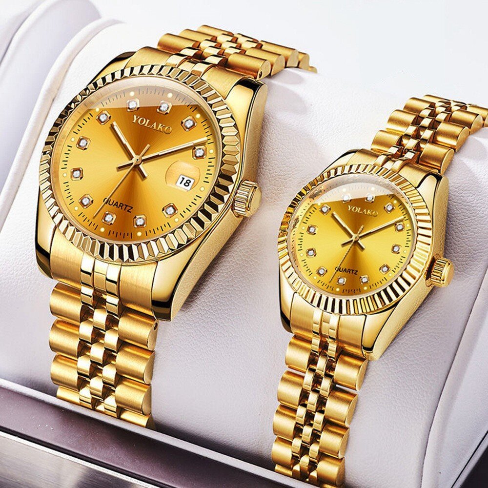 watches for women simple casual student fashion quartz diamond encrusted steel band calendar gold set men's watch couple watches for women simple casual student fashion quartz diamond encrusted steel band calendar gold set men's watch couple