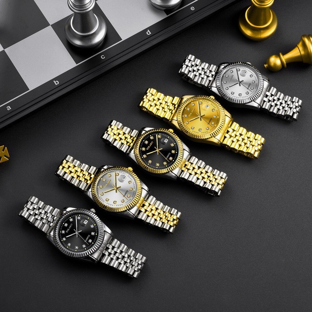 watches for women simple casual student fashion quartz diamond encrusted steel band calendar gold set men's watch couple watches for women simple casual student fashion quartz diamond encrusted steel band calendar gold set men's watch couple
