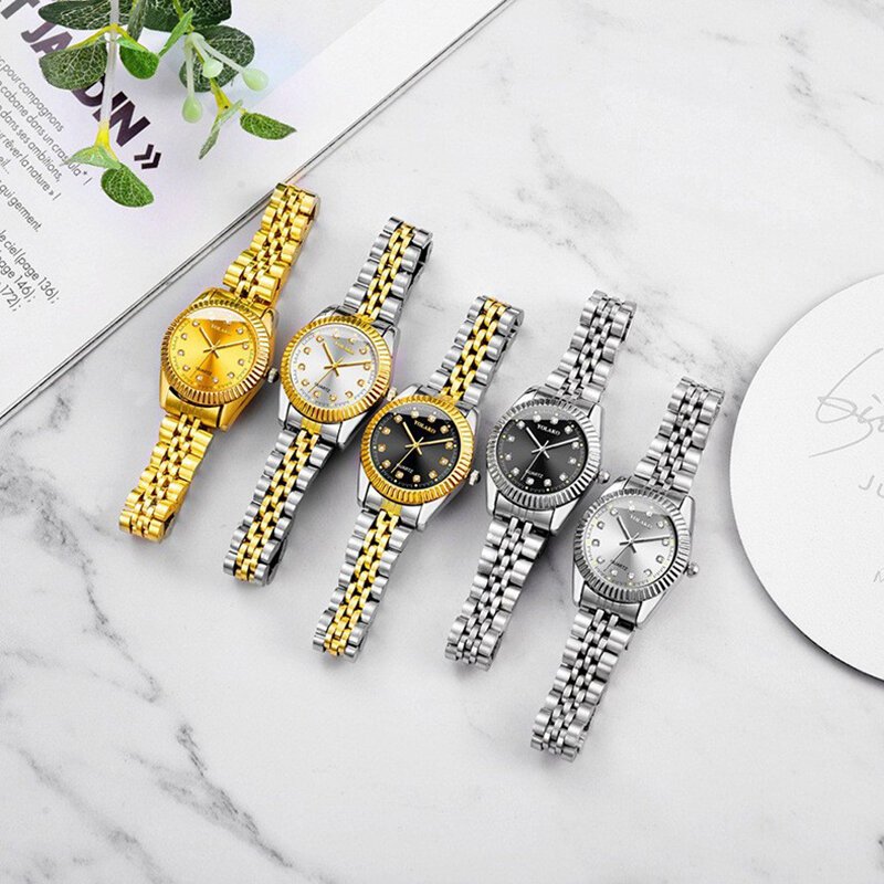 watches for women simple casual student fashion quartz diamond encrusted steel band calendar gold set men's watch couple watches for women simple casual student fashion quartz diamond encrusted steel band calendar gold set men's watch couple