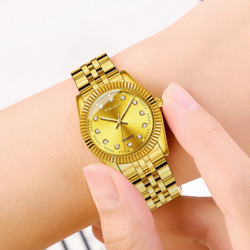 watches for women simple casual student fashion quartz diamond encrusted steel band calendar gold set men's watch couple watches for women simple casual student fashion quartz diamond encrusted steel band calendar gold set men's watch couple