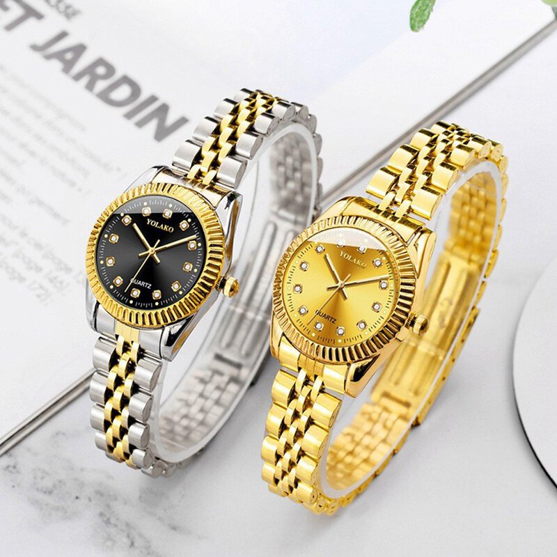 watches for women simple casual student fashion quartz diamond encrusted steel band calendar gold set men's watch couple watches for women simple casual student fashion quartz diamond encrusted steel band calendar gold set men's watch couple