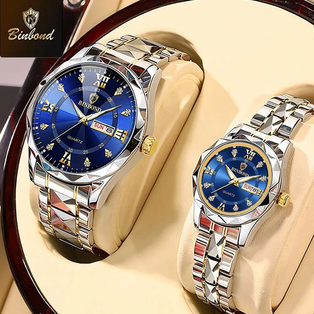 binbond 2pcs/set couple watches fashion diamond valentine day gift stainless steel watch men women 30m waterproof quartz watch binbond 2pcs/set couple watches fashion diamond valentine day gift stainless steel watch men women 30m waterproof quartz watch