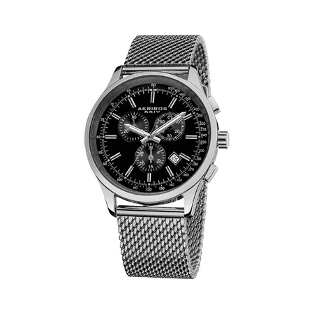 Akribos XXIV AK625SSB Men's Chronograph Black Dial Stainless Steel Watch