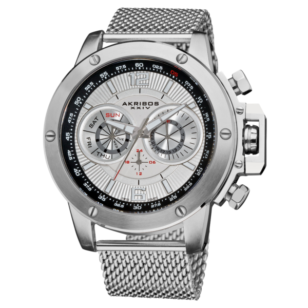 Akribos XXIV Conqueror Men's Watch Two-Tone Mesh Bracelet
