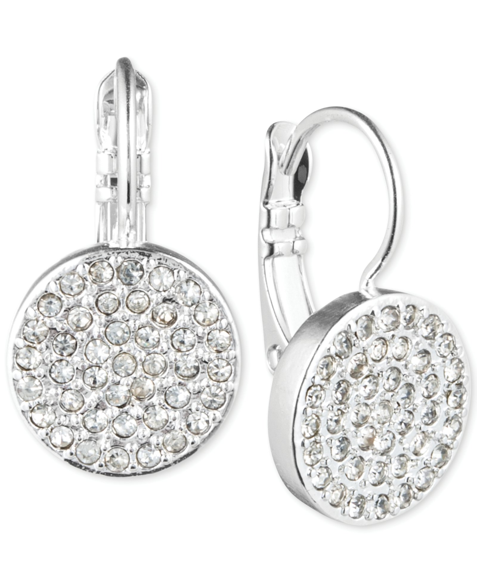 Anne Klein Crystal Pave Disc Drop Earrings, Gold-Tone