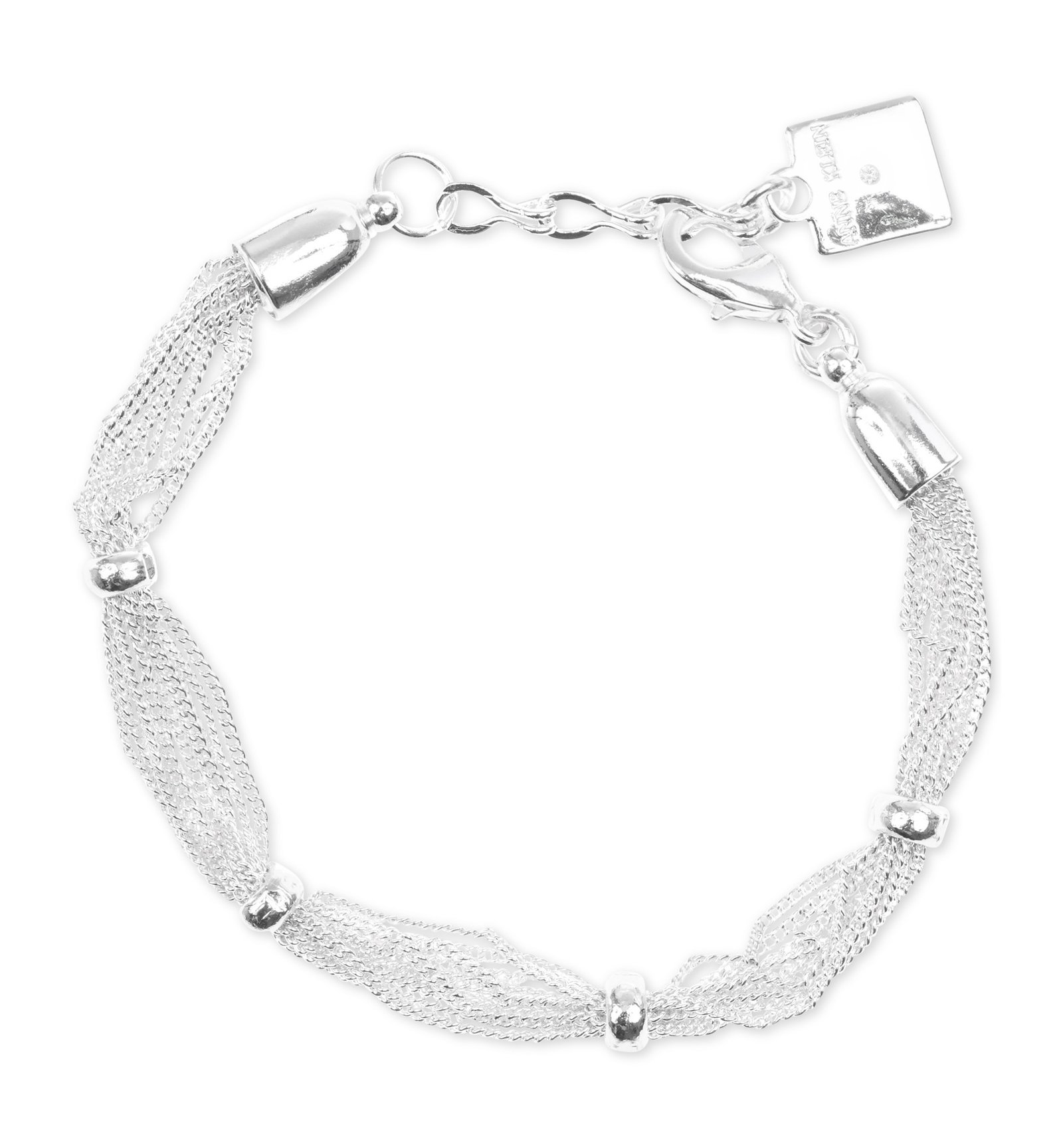 Anne Klein Silver-Tone Multi-Strand Chain Bracelet with Bead Stations