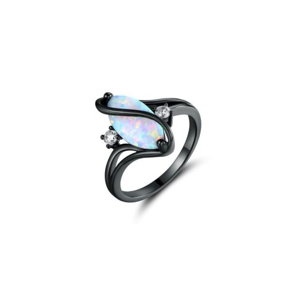 Barzel Created Fire Opal Ring in Black Rhodium Plating