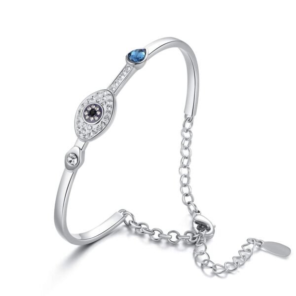 Barzel Evil Eye Bangle Bracelet with Crystal Accents