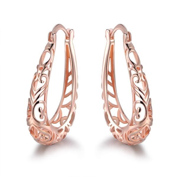Barzel Openwork Filigree Hoop Earrings in 18K Rose Gold