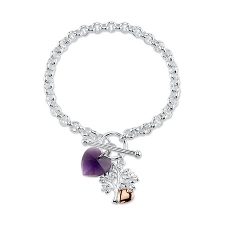 Believe by Brilliance 14kt Gold Flash Plated Genuine Crystal Family Tree Toggle Bracelet