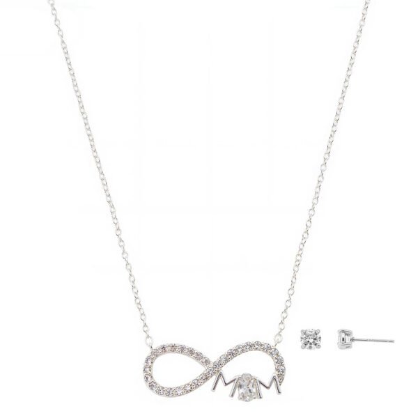 Believe by Brilliance Infinity Mom Necklace and Stud Earring Set