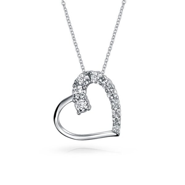 Bling Jewelry Sterling Silver CZ Heart Pendant Necklace, 18-Inch