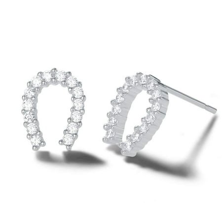 Carleen 14k White Gold Plated 925 Sterling Silver Dainty Small Statement CZ Cubi