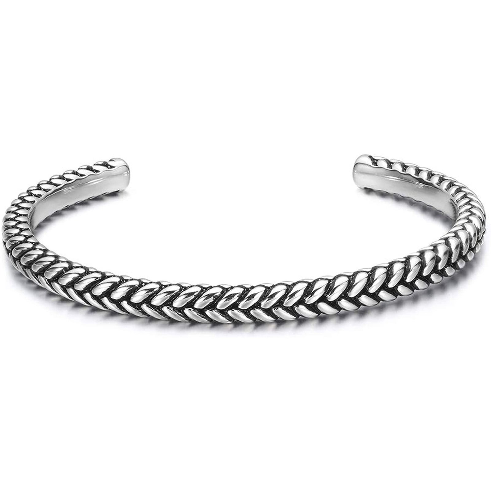 Carleen Braided Rope Sterling Silver Open Cuff Bangle