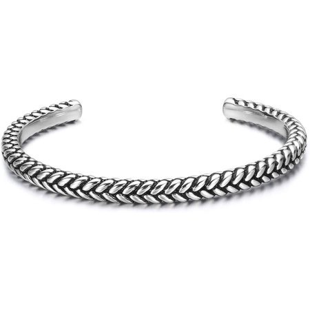 Carleen High Polished 925 Sterling Silver Open Cuff Bracelet Bangle Fine Jewelry for Men