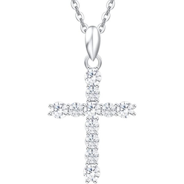 Carleen White Gold Plated Sterling Silver CZ Crucifix Necklace