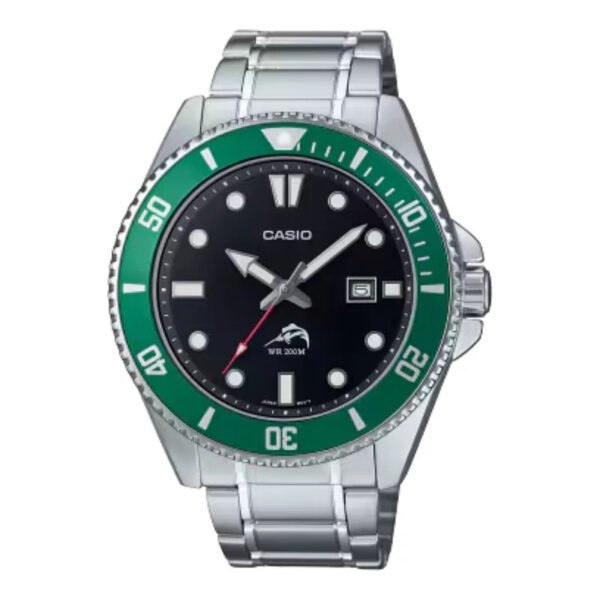 Casio MDV-106DD Men's Dive-Style Watch, Green Bezel Black Dial