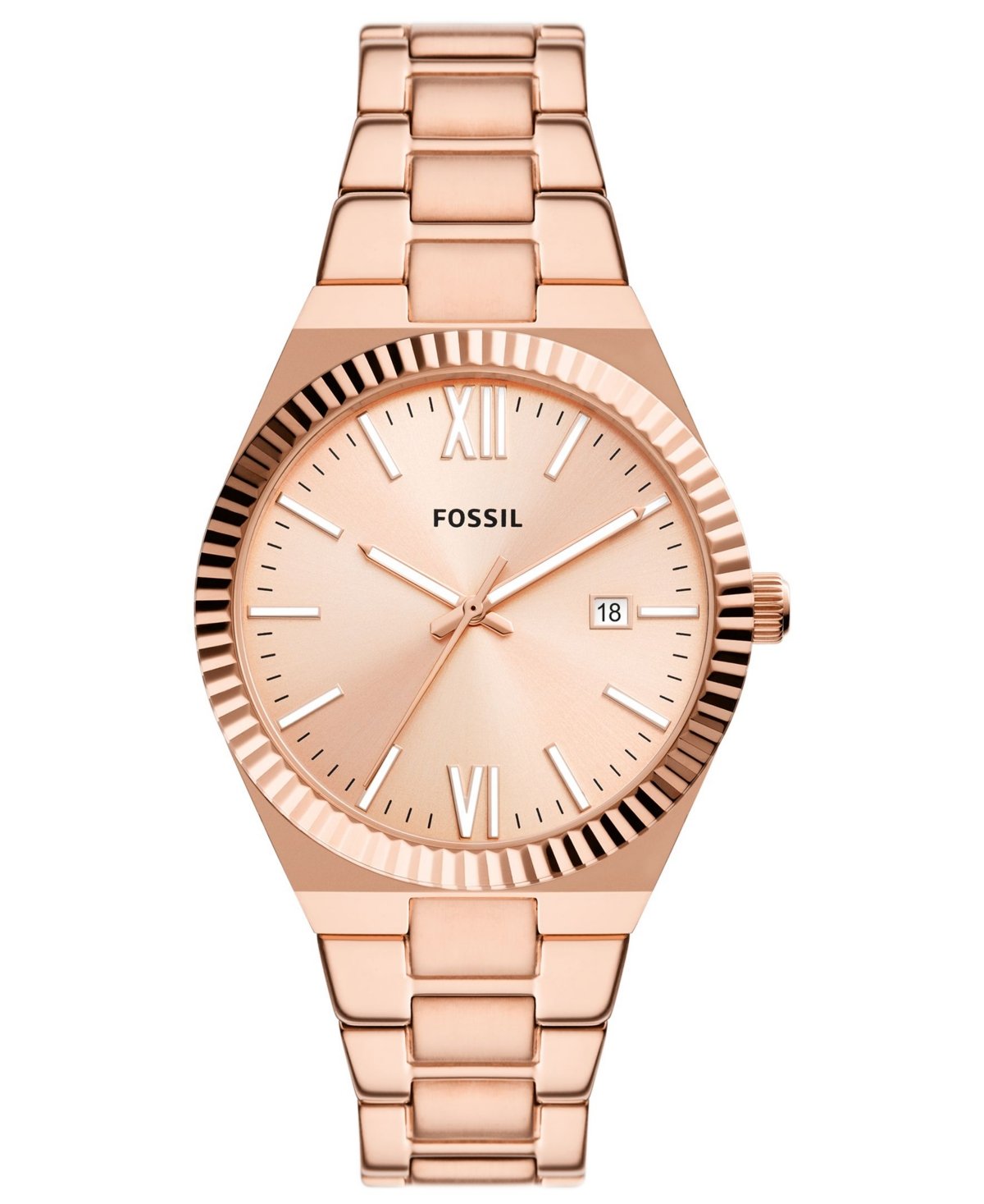 Fossil Women's Scarlette Three-Hand Date Rose Gold-Tone Stainless Steel Watch