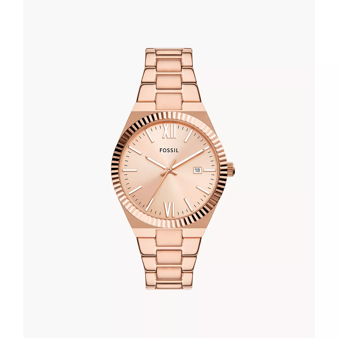 Fossil Women's Scarlette Three-Hand Date Rose Gold-Tone Stainless Steel Watch