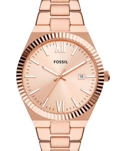 Fossil Women's Scarlette Three-Hand Date Rose Gold-Tone Stainless Steel Watch